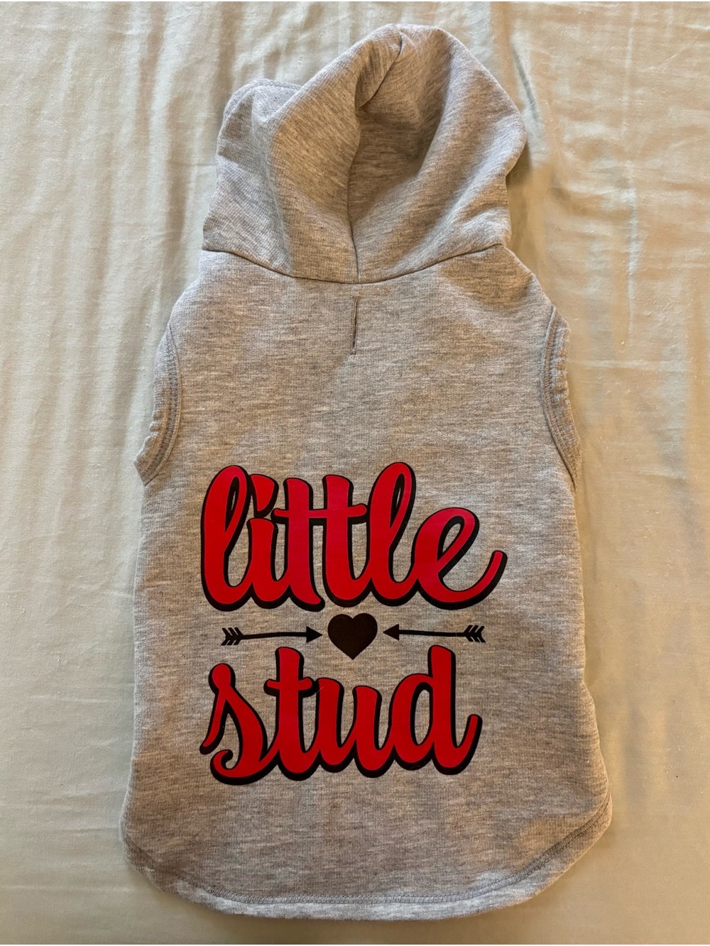 Dog Grey Hoodie Tank with Red "Little Stud" Graphic